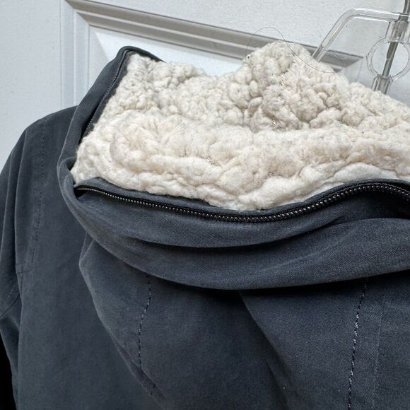 Abercrombie & Fitch Black Military Parka Sherpa-Lined Hooded Small *no Fur Trim* - Picture 10 of 12